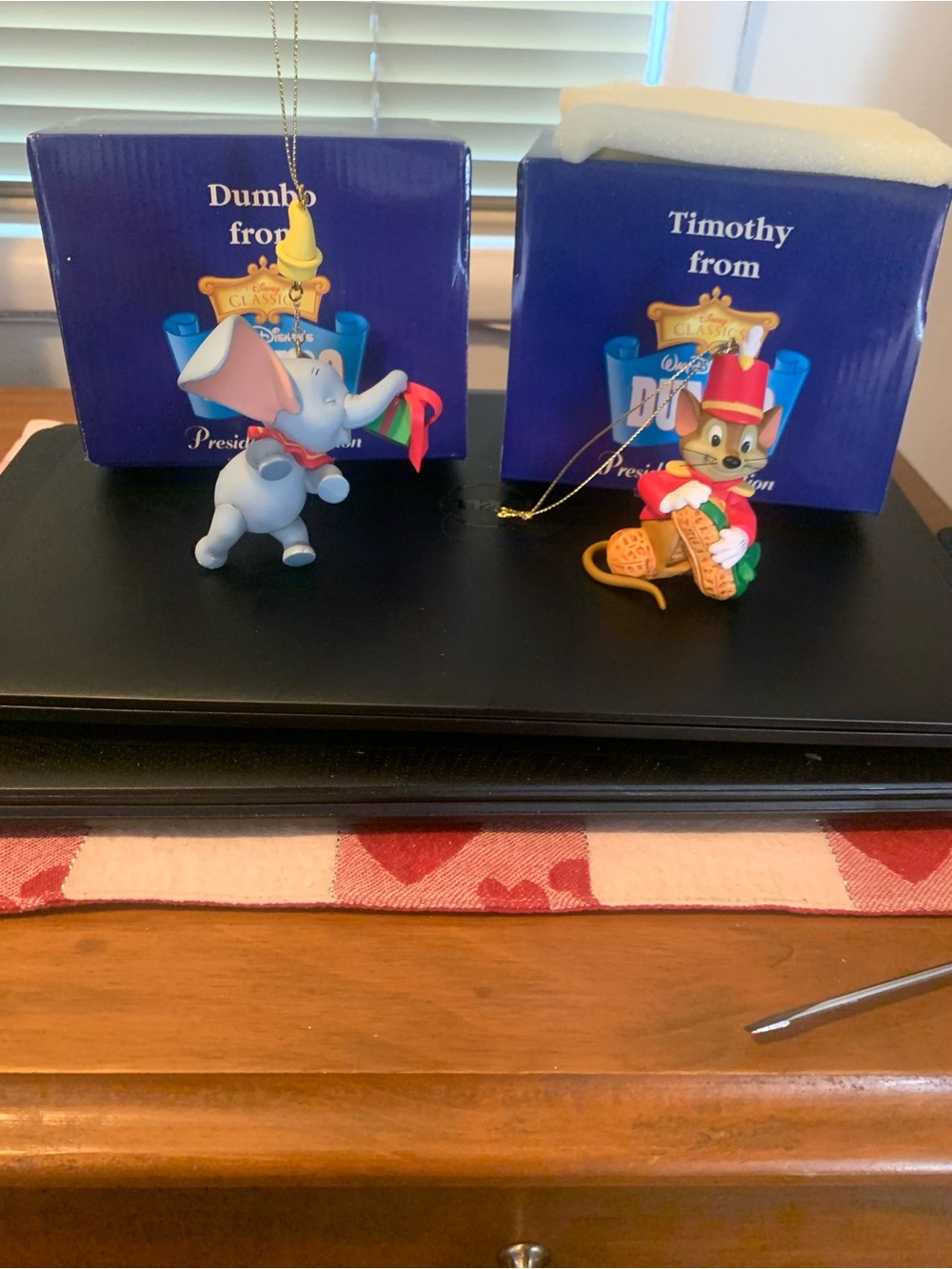 Disney Dumbo and Timothy Mouse Ornaments - Blue, Red, Yellow, Green